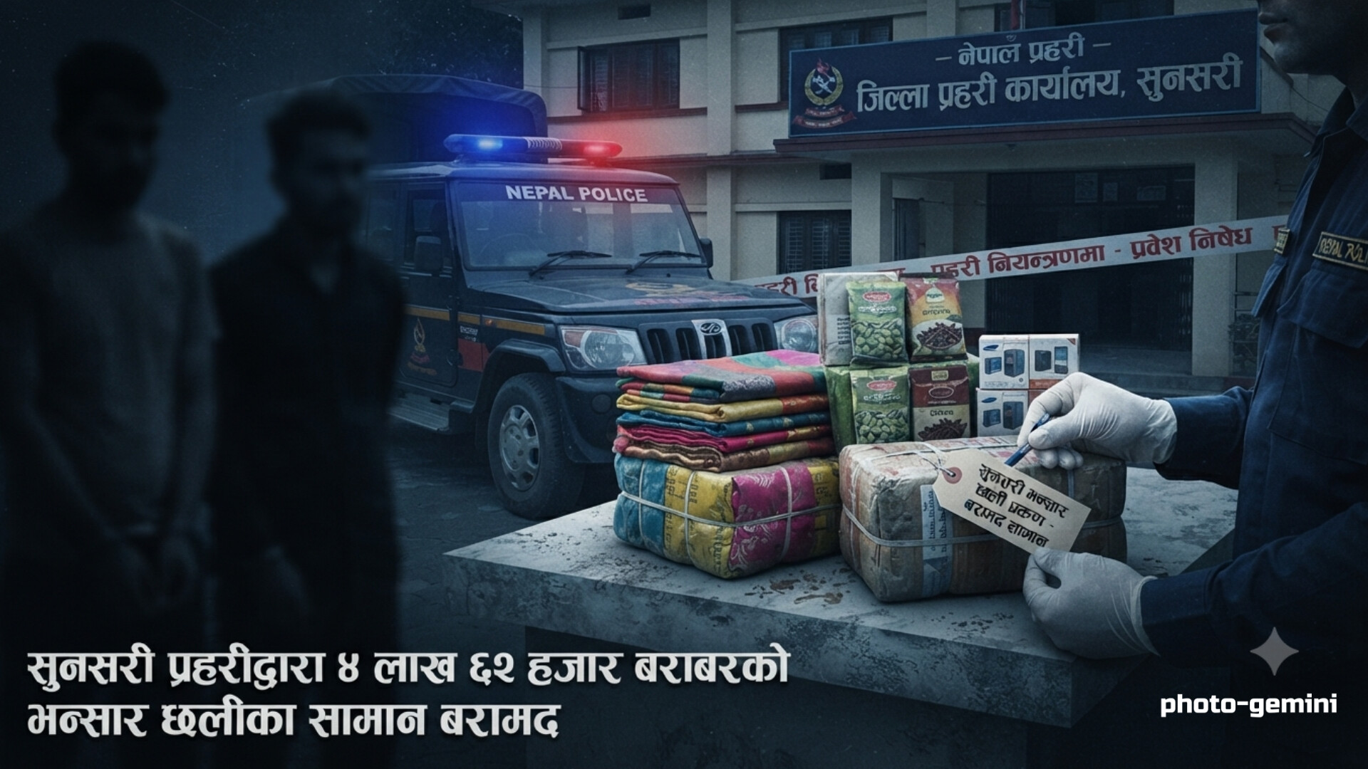 भन्सार छली गरी ल्याइएका चार लाख ६२ हजार रुपैयाँ बराबरका सामान बरामद