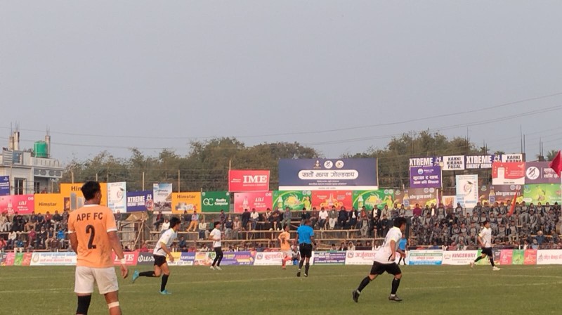 सातौँ झापा गोल्डकपमा एपीएफको शानदार जित, ४–१ ले भुटान पराजित गर्दै सेमिफाइनल प्रवेश