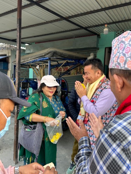 टिकाराम लिम्बुलाई धरान–५ मा फुलमालालले स्वागत