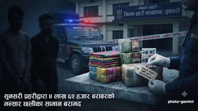 भन्सार छली गरी ल्याइएका चार लाख ६२ हजार रुपैयाँ बराबरका सामान बरामद
