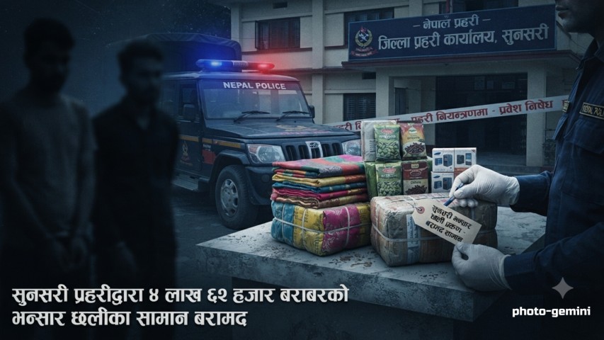भन्सार छली गरी ल्याइएका चार लाख ६२ हजार रुपैयाँ बराबरका सामान बरामद